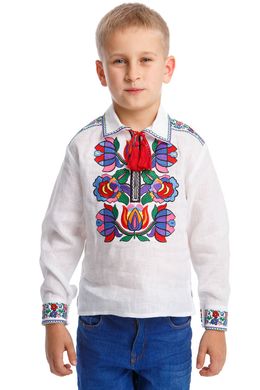 Біла вишита сорочка вишиванка для хлопчика UKR-0129, 152