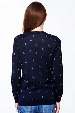 В'язаний синій светр з прикольним оленем для жінок (FM-0075), XS, бавовна