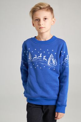 Різдвяний синій світшот з оленями для хлопчиків (UKRS-6620), 152, трикотаж