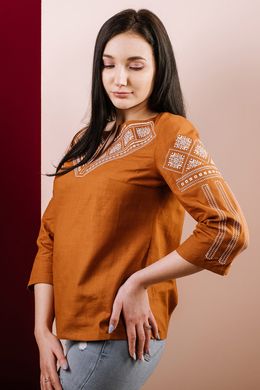 Сорочка коричнева вишита жіноча (М-232-6), 44