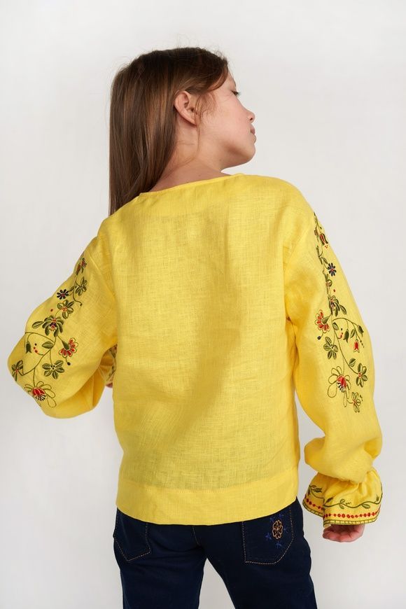 Вишита блуза для дівчинки Yellow UKR-0311, 152, льон
