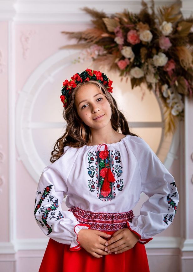 Вишиванка для дівчинки (OS-0161), 2 роки, домоткане полотно