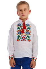 Белая вышитая рубашка вышиванка для мальчика UKR-0131, 152