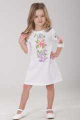 Вышитое белое платье для девочки Лилия (PLd-104-018-О), 110