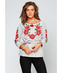 Несравненно красивая женская вышитая рубашка "Цветочный венок" (М-223-1), 44