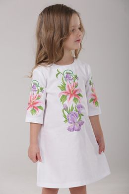 Вышитое белое платье для девочки Лилия (PLd-104-018-О), 110