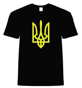 Чоловіча патріотична футболка: &laquo;ТРИЗУБ жовтий&raquo;, чорна (FL-942), XS