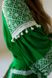 Зеленое длинное платье-бохо вышитое в украинском стиле (ЛА-9), 42