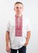 Льняна біла сорочка з коротким рукавом "Лабіринт" з українським орнаментом для чоловіків (SRs-401-156-L), 46