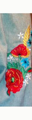 Вишивана габардинова сукня з квітами, машинна гладь (GNM-00365), 42