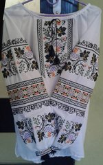 Художественно-вышитая в национальном стиле полотняная сорочка для женщин (GNM-01720), 40, домотканое полотно белое