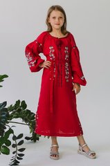 Вишита сукня для дівчинки Red UKR-0223, 152, льон