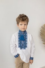 Вышиванка для мальчика белая с синей вышивкой "Миколка" (mrg-kh029-8888), 1, бязь