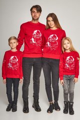 Семейные красные свитшоты с Дедом Морозом (UKRS-8839-9938-6616-6616), трикотаж
