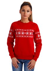 Рождественский красный свитшот для женщин с оленями (UKRS-8817), XS, трикотаж