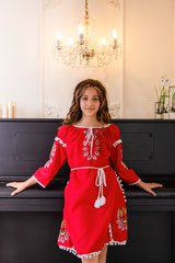 Вышитое платье Оберег для девочки (OS-0049), 2 года, габардин
