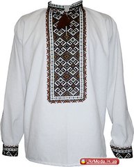 Вышитая сорочка мужская гуцульская - ручная вышивка (GNM-00277), 42, хлопок