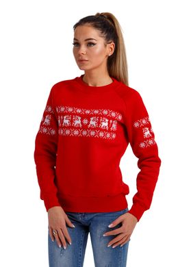 Рождественский красный свитшот для женщин с оленями (UKRS-8817), XS, трикотаж
