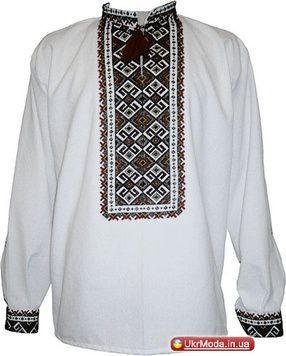 Вишита сорочка чоловіча гуцульська - ручна вишивка (GNM-00277), 42, бавовна