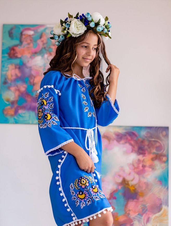 Вишите плаття Оберіг для дівчинки (OS-0049), 2 роки, габардин