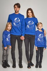 Семейные синие свитшоты с Дедом Морозом (UKRS-8841-9940-6618-6618), трикотаж