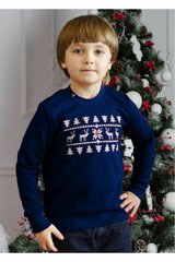 Вязаный синий свитер с оленями для мальчиков (FM-0238), 110, хлопок