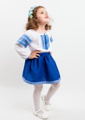 Очень красивый костюм-вышиванка "Голубая сказка" из оникса и габардина для девочек (KSs-558-504-O-blu), 110