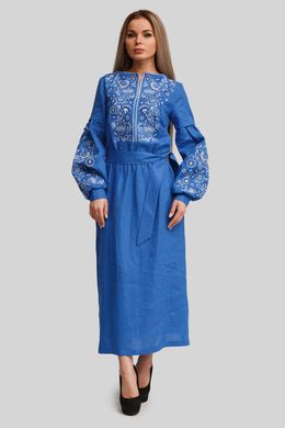 Жіноча вишита сукня Blue UKR-4170, 52, льон