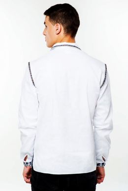 Чоловіча біла сорочка з вишивкою (FM-0719), S, бавовна