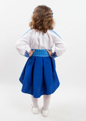 Дуже гарний костюм-вишиванка "Блакитна казка" з оніксу та габардину для дівчаток (KSs-558-504-O-blu), 110