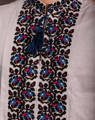 Чоловіча вишита сорочка з довгими рукавами (chsv-74-01), 40, льон