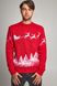 Різдвяний чоловічий червоний светр з Дідом Морозом та оленями (UKRS-9941), S, шерсть, акрил