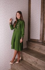 Вышитое женское зеленое платье (D-113-01), 40, тиар