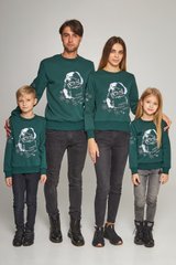 Семейные зеленые свитшоты с Дедом Морозом (UKRS-8840-9939-6617-6617), трикотаж