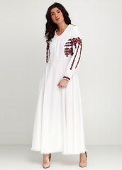 Длинное платье из тиара молочного цвета с контрастной вышивкой для женщин (gpv-03-01), 40, лен, тиар