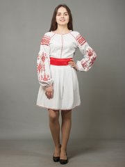 Сучасна сукня вишита червоними нитками (gpv-39-01), 40, льон, тіар
