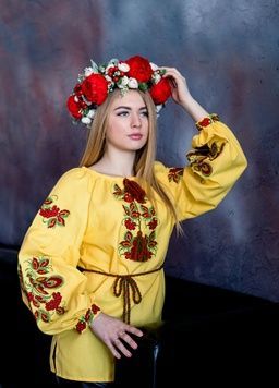 Вишиванка жіноча Жар-Птиця (OS-0051), 42, домоткане полотно