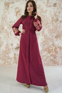 Вышитое женское бордовое платье Мальвы (PL-051-093-Ks), 40
