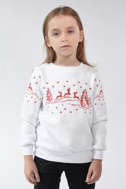 Рождественский белый свитшот для девочек с оленями (UKRS-6613), 110, трикотаж