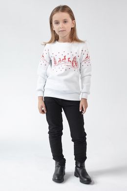 Різдвяний білий світшот для дівчаток з оленями (UKRS-6613), 110, трикотаж