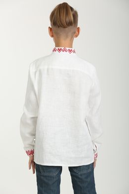Вышиванка для мальчика белого цвета Атаман с красной вышивкой (SRd-452-184-L), 152, лен