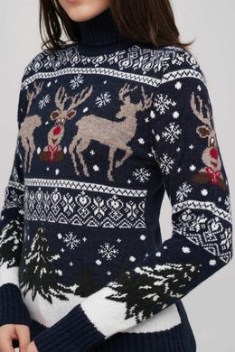Різдвяний жіночий синій світшот з оленями (TP-06641), S