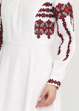 Довга сукня із тіара молочного кольору з контрастною вишивкою для жінок (gpv-03-01), 40, льон, тіар