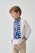 Вышиванка для мальчика белая с синей вышивкой "Красочная" (mrg-kh026-8888), 5, бязь