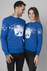 Різдвяні сині світшоти для двох з оленями (UKRS-8855-9954), трикотаж