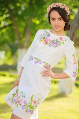 Грациозное белое платье с вышивкой "Лилея" из ткани "Оникс" для женщин (PL-022-018-О), 42