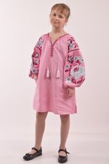 Вишите плаття рожевого кольору для дівчинки "Левада" (PLd-119-178-L), 152