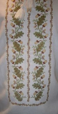 Национальная вышиванка из льна или полотна с орнаментом "Дубок" для мужчин (GNM-00494), 38, домотканое полотно