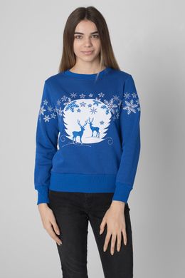Рождественские синие свитшоты для двоих с оленями (UKRS-8855-9954), трикотаж