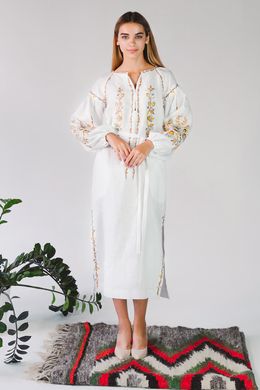 Жіноча вишита сукня White 3 UKR-4187, XL, льон
